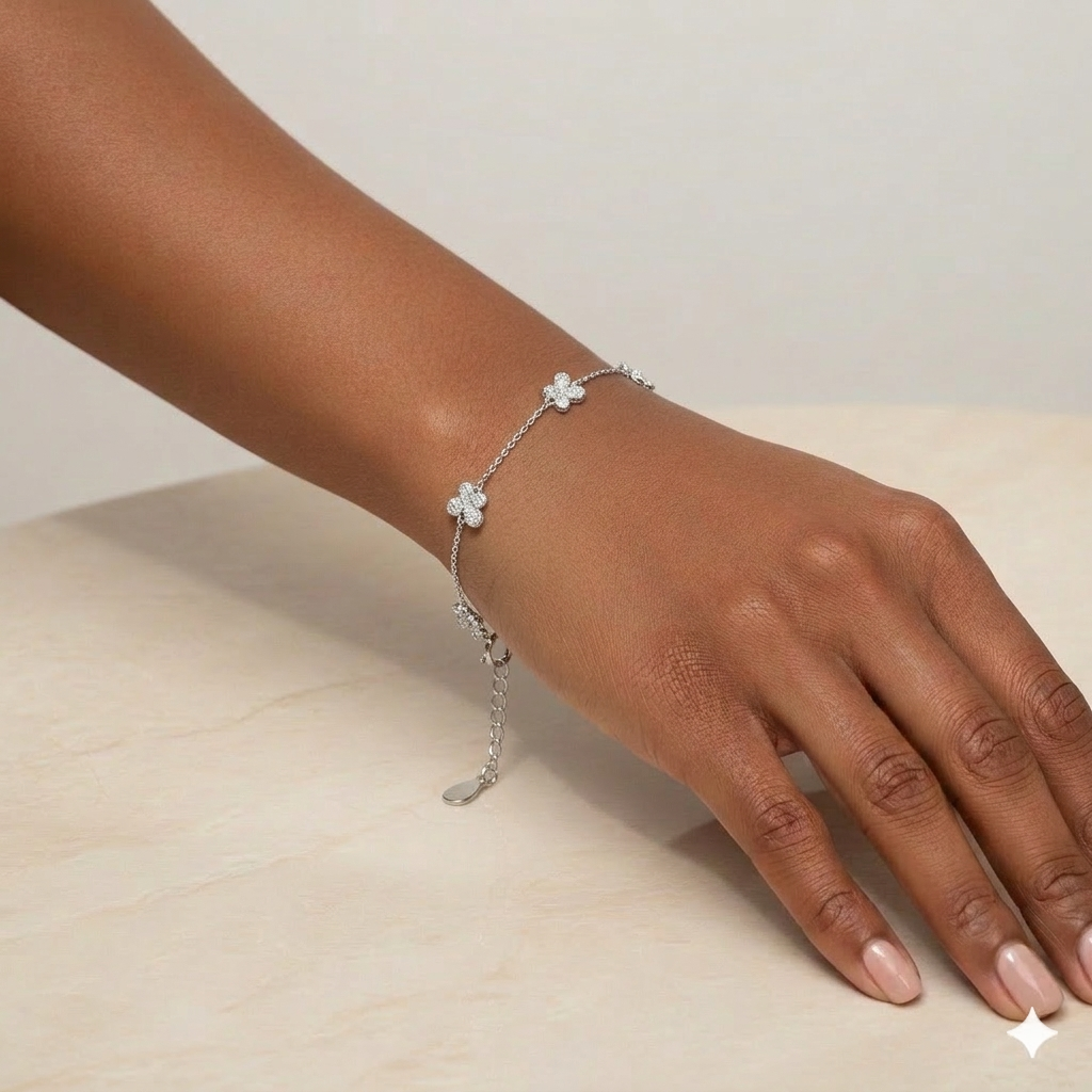 925 Silver 5 Butterfly Bracelet