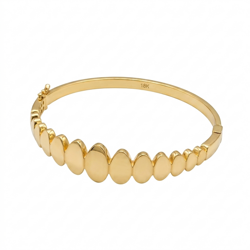 18k Gold Fence Inspired with Spring Bangle - 18k Gold Bangle - Embellish Gold Jewelry & Diamond