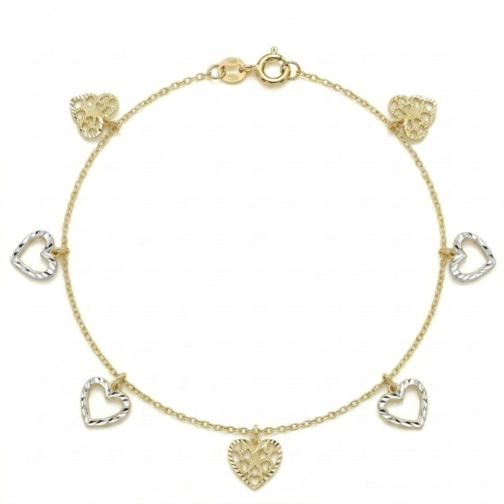 18k Gold Heart Clover Anklet - ad collection - Embellish Gold Jewelry & Diamond