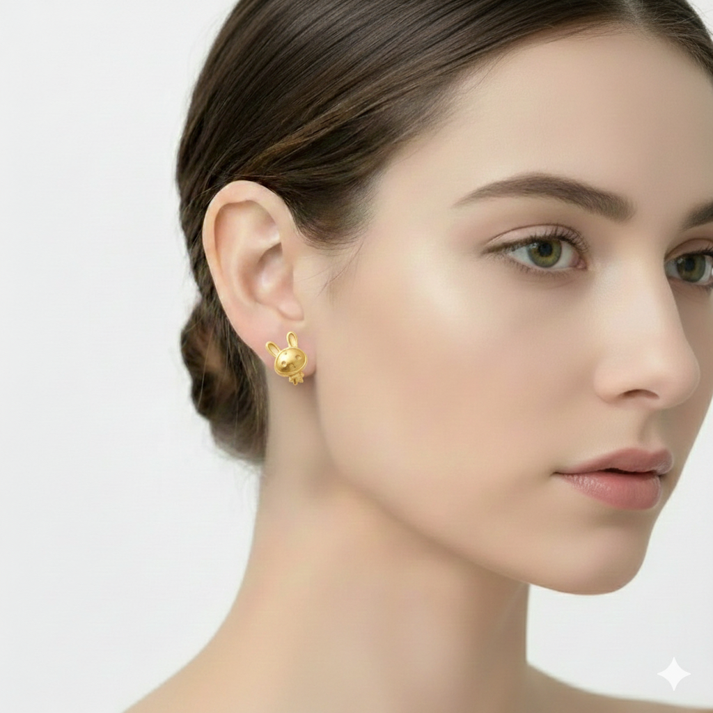 18k Gold Labubu Screw Earrings
