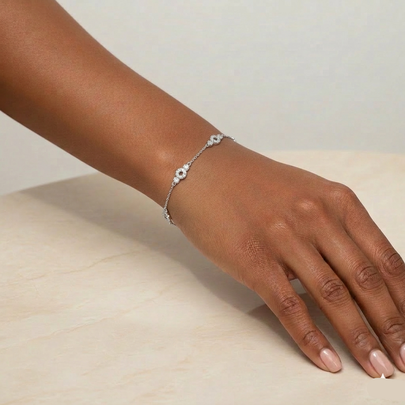 925 Silver Round Dia Bracelet - 925 Silver Bracelet - Embellish Gold Jewelry & Diamond