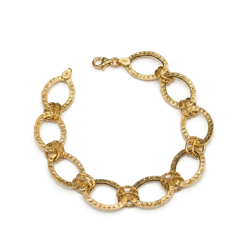 18k Gold Loop Matte Bracelet