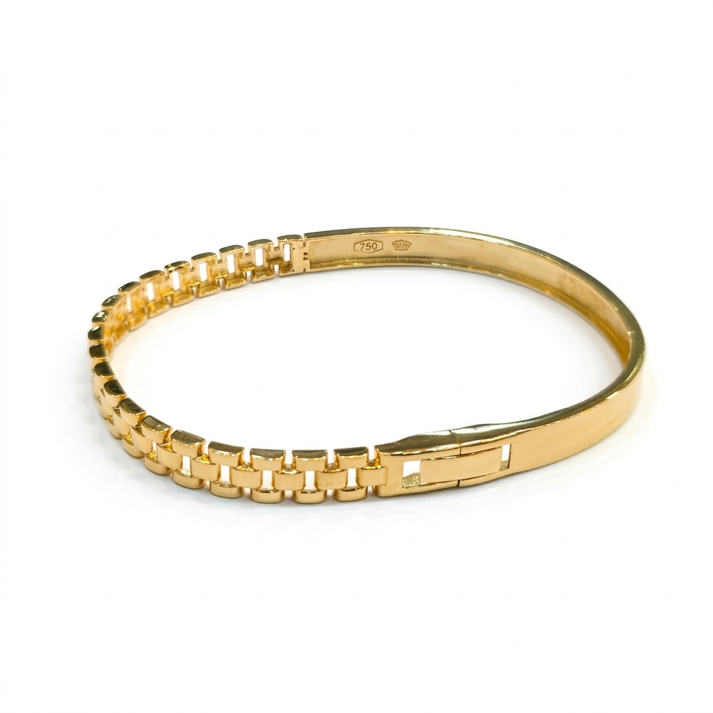 18k Gold Zipper Inspired Bangle - 18k Gold Bangle - Embellish Gold Jewelry & Diamond