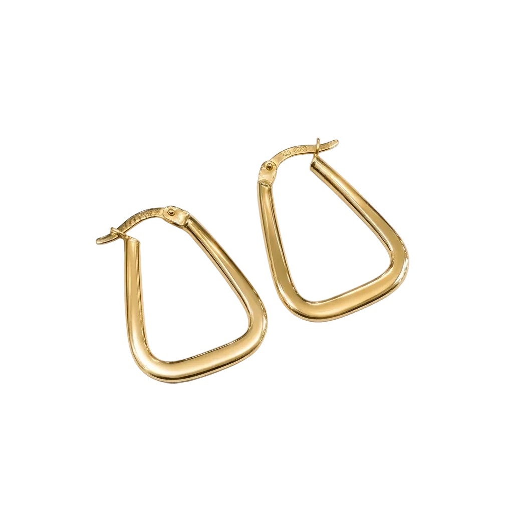 18k Gold Rectangle Loop Earrings - 18k Gold Earrings - Embellish Gold Jewelry & Diamond