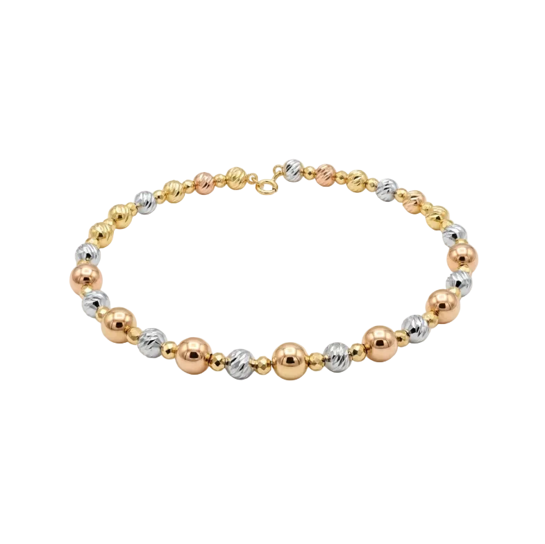 18k Gold 3 Ball Design Tricolor Bangle - 18k Gold Bangle - Embellish Gold Jewelry & Diamond