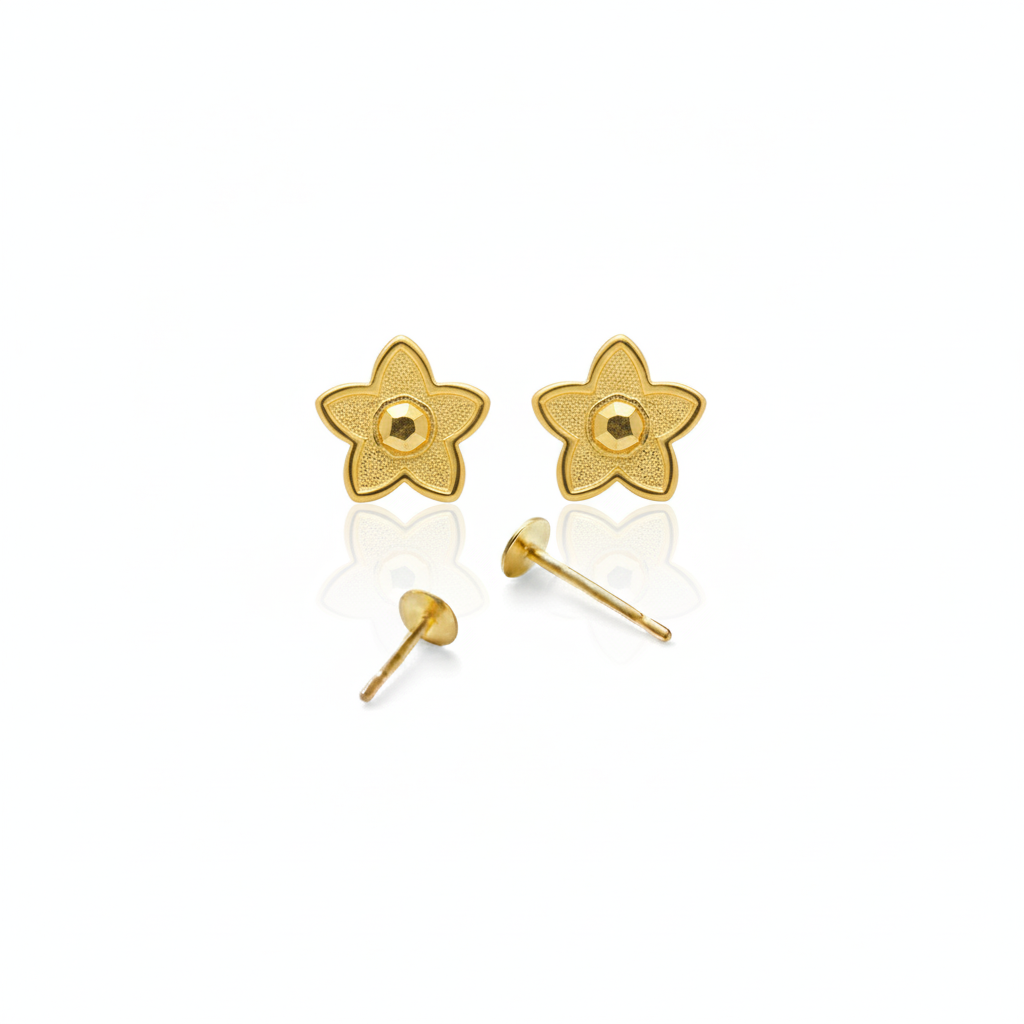 18K Real Gold  Star Dot Earrings - 18k Gold Earrings - Embellish Gold