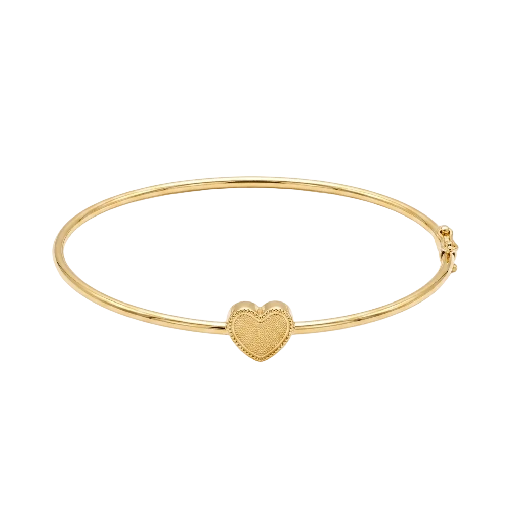 18k Gold Heart Matte Bangle - 18k Gold Bangle - Embellish Gold Jewelry & Diamond