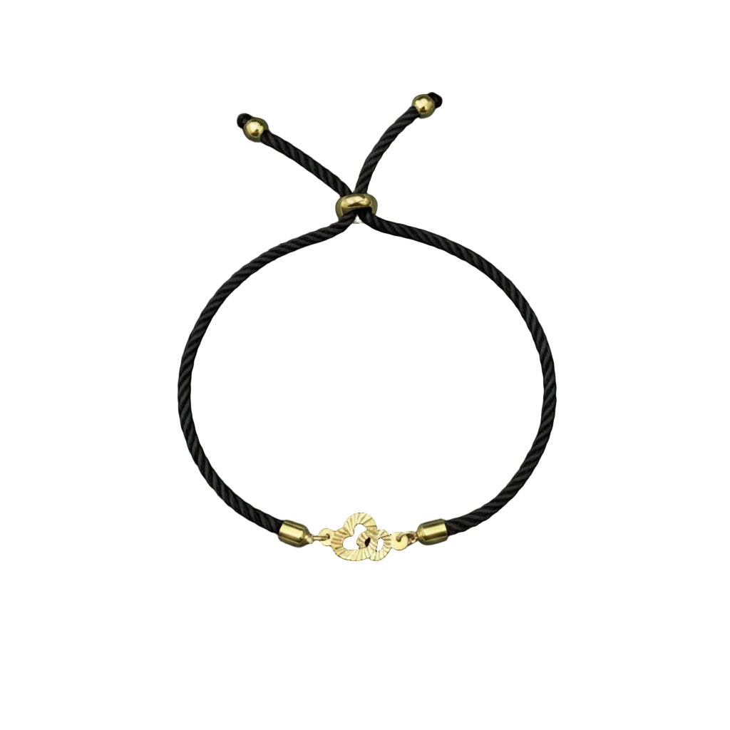 18K Real Gold Double Heart Lucky Charm Bracelet