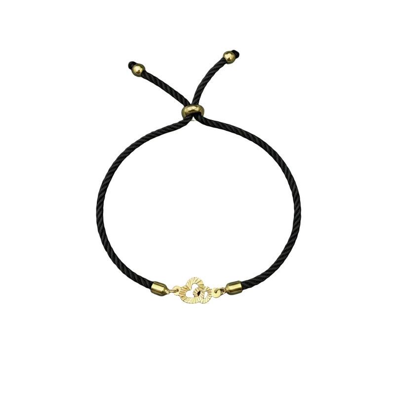 سوار من الذهب الحقيقي عيار 18 قيراط على شكل قلب مزدوج - 18k Gold Bracelet - Embellish Gold