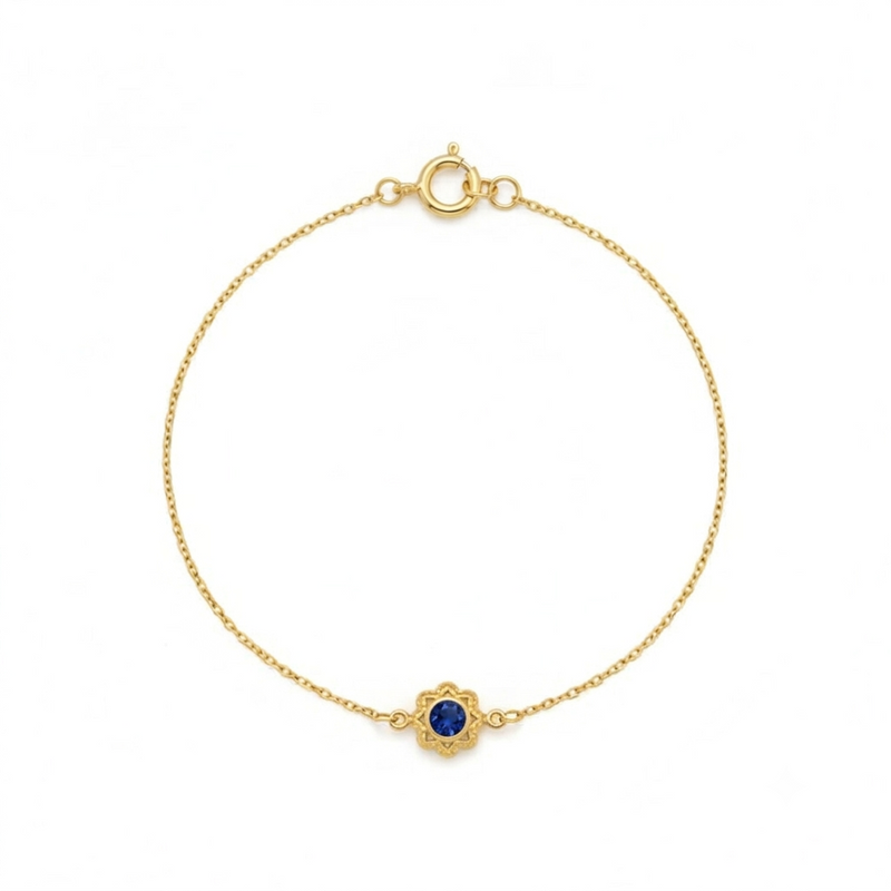 18K Real Gold Blue Sapphire Dragon Eye Bracelet - Gold Bracelets - embelishgold