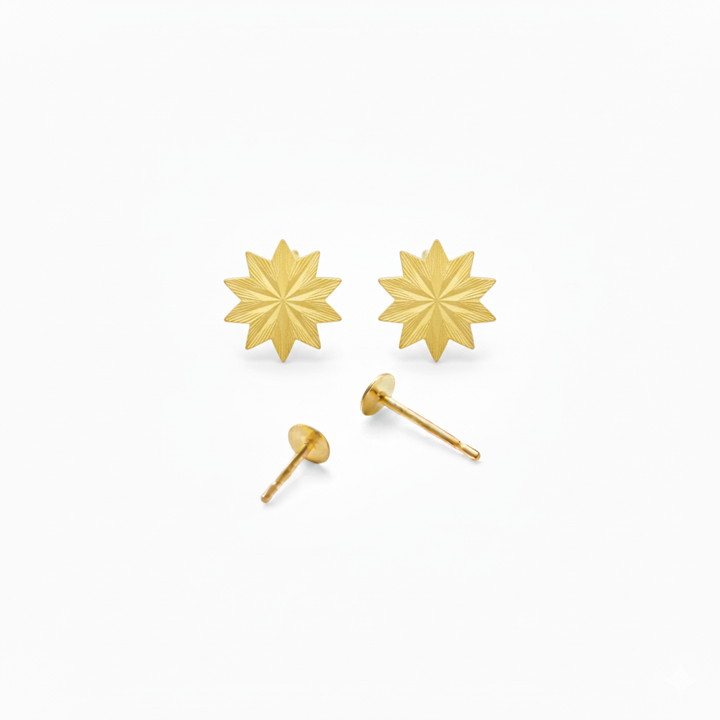 18k Gold Octa Flower Earrings