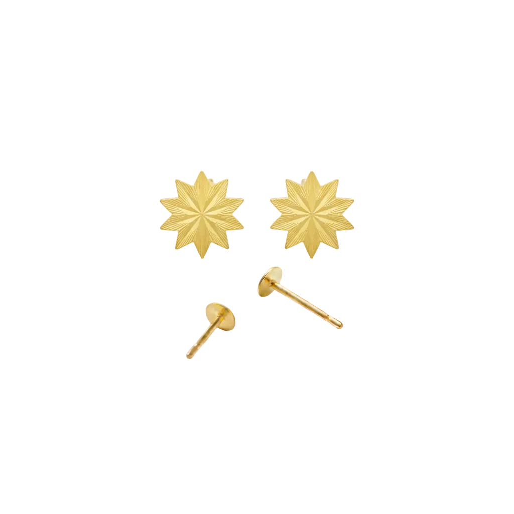 18k Gold Octa Flower Earrings - 18k Gold Earrings - Embellish Gold Jewelry & Diamond