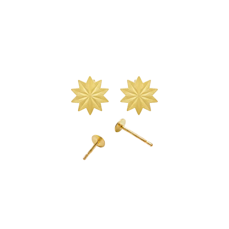 18k Gold Octa Flower Earrings - 18k Gold Earrings - Embellish Gold Jewelry & Diamond