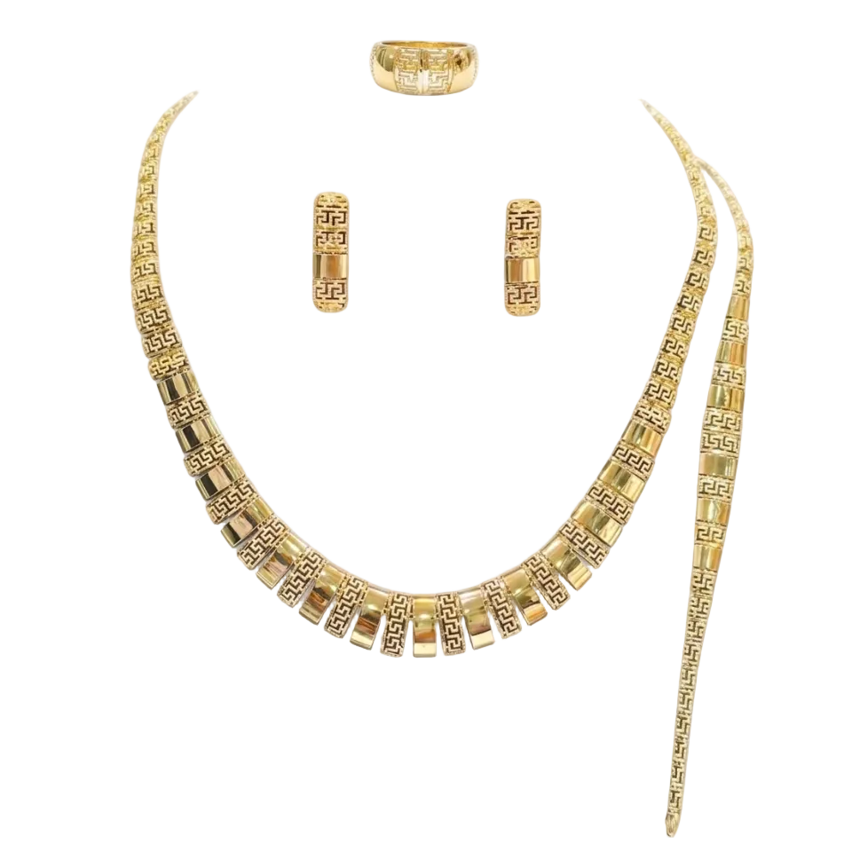 18k Gold Maze with Plain Design Jewelry Set - ad collection - Embellish Gold Jewelry & Diamond