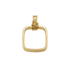Gold pendant with a square design on a white background