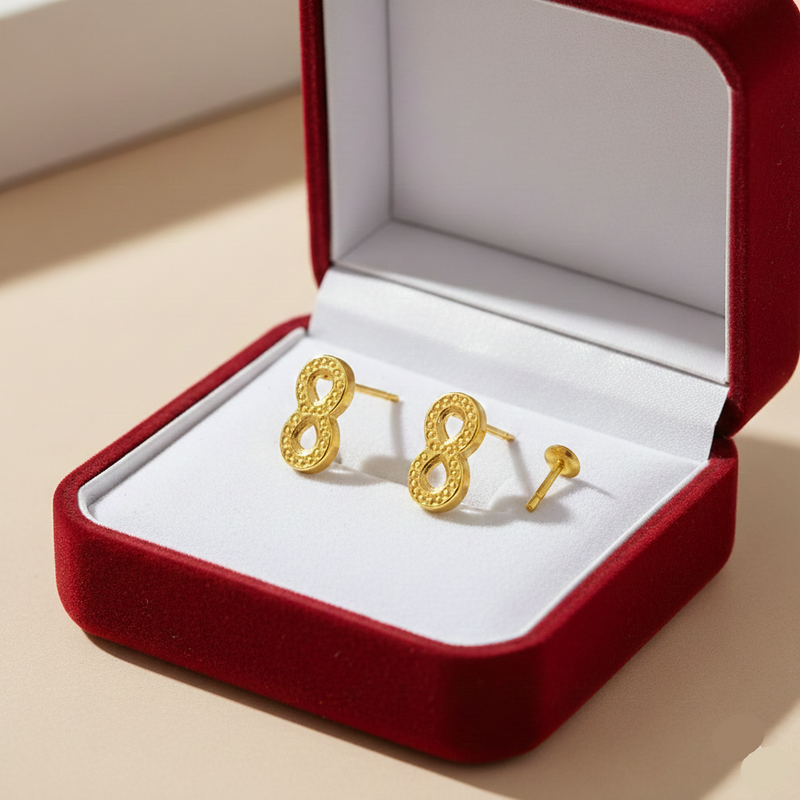 18K Gold Infinity Screw Earrings - 18k Gold Earrings - Embellish Gold