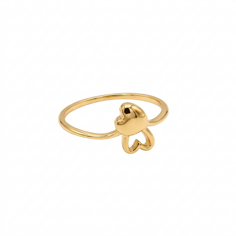 18k Gold Twin Heart Ring - 18k Gold Ring - Embellish Gold Jewelry & Diamond