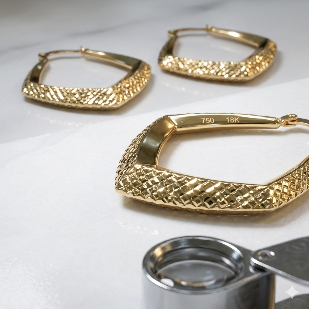 18k Gold Dia Inspired Loop Earrings - 18k Gold Earrings - Embellish Gold Jewelry & Diamond