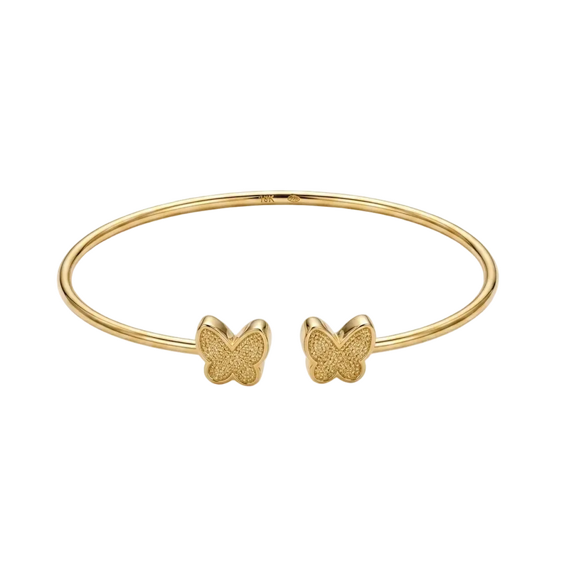 18k Gold Twin Dot Butterfly Bangle - 18k Gold Bangle - Embellish Gold Jewelry & Diamond