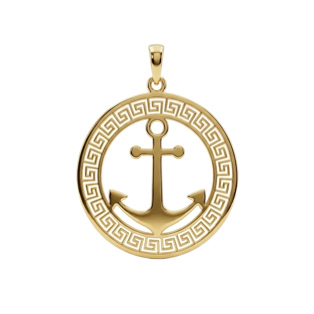 18k Gold Round Anchor Pendant - 18k Gold Pendant - Embellish Gold Jewelry & Diamond