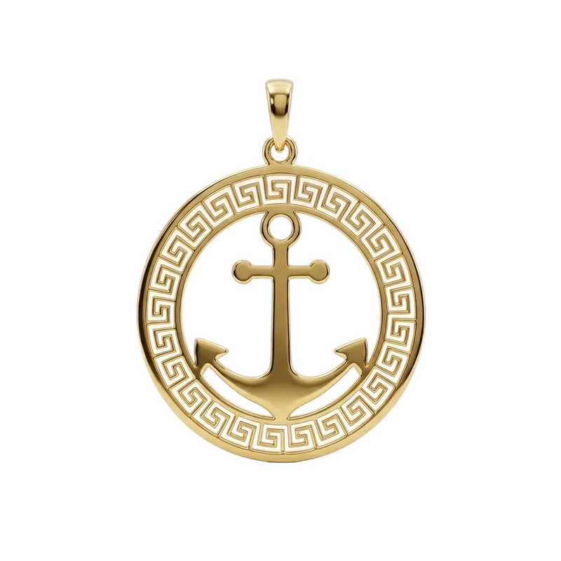 18k Gold Round Anchor Pendant - 18k Gold Pendant - Embellish Gold Jewelry & Diamond