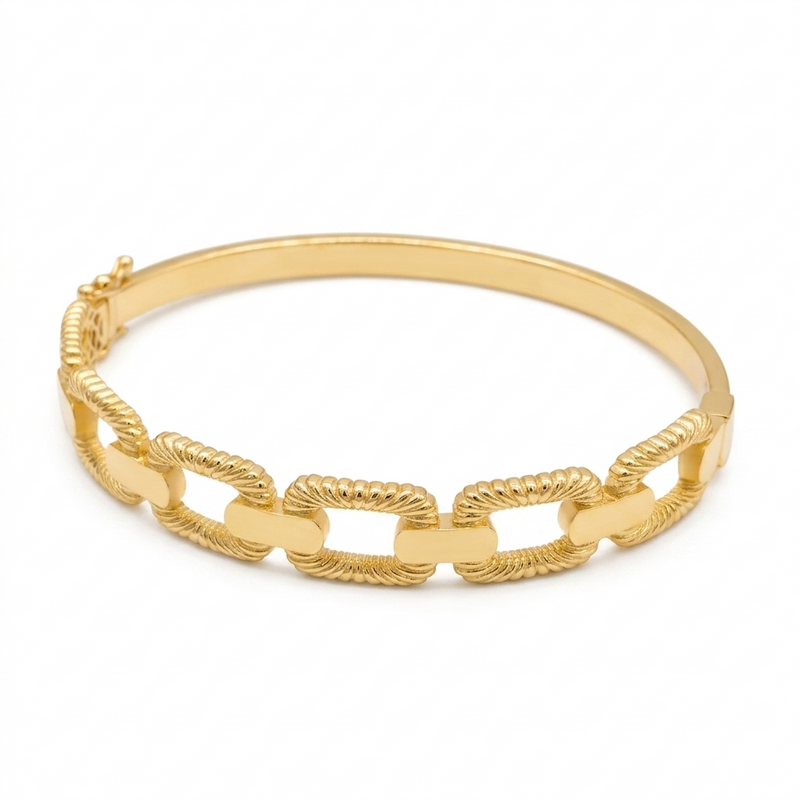 18k Gold Matte Chain Inspired Bangle - 18k Gold Bangle - Embellish Gold Jewelry & Diamond
