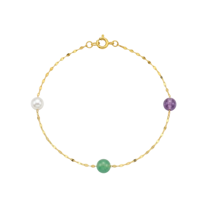 18k Gold 3 Colored Ball Charm Bracelet - ad collection - Embellish Gold Jewelry & Diamond