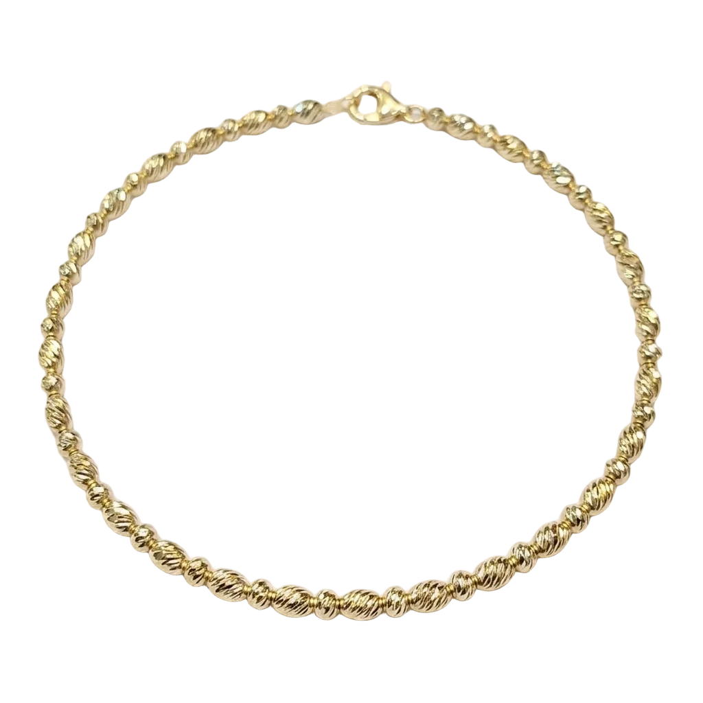18k Gold Alternate Dia Cut Ball Bangle - 18k Gold Bangle - Embellish Gold Jewelry & Diamond