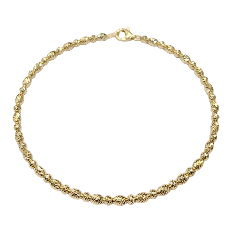 18k Gold Alternate Dia Cut Ball Bangle - 18k Gold Bangle - Embellish Gold Jewelry & Diamond