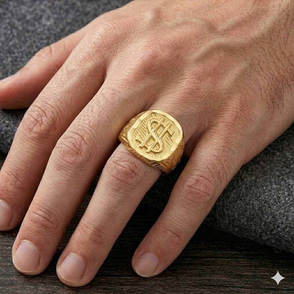 18k Gold Dollar Style Ring