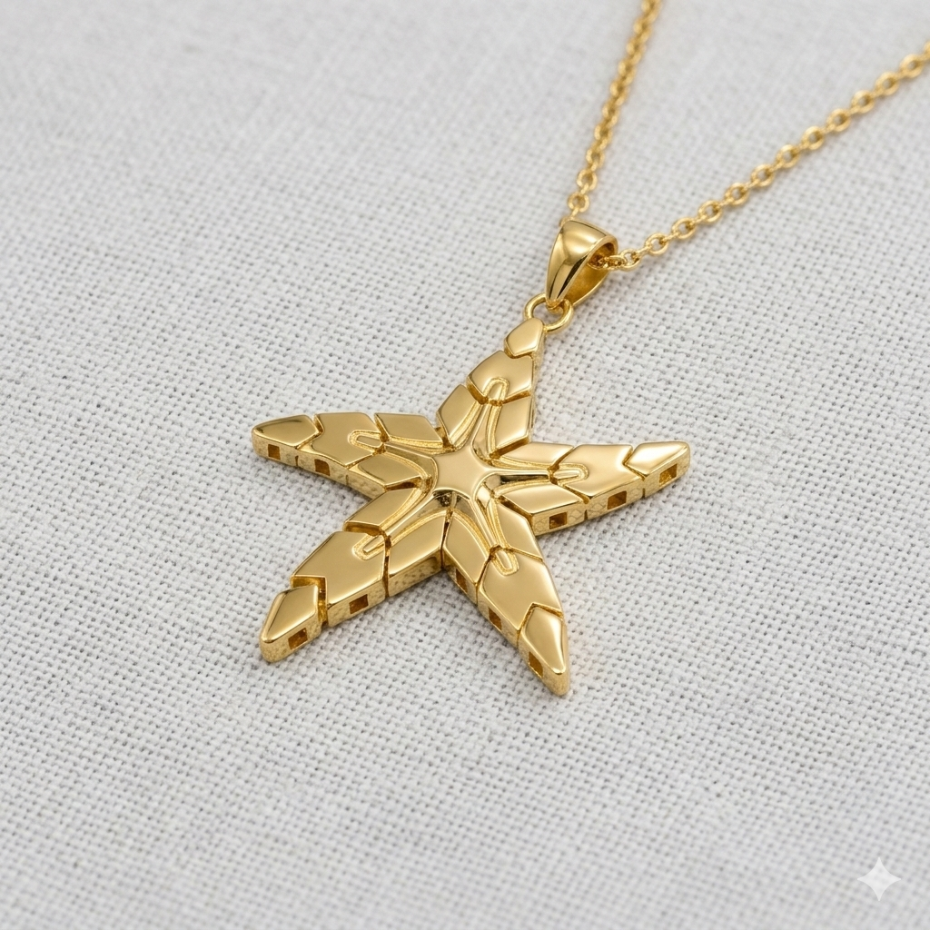 18k Gold Starfish Pendant