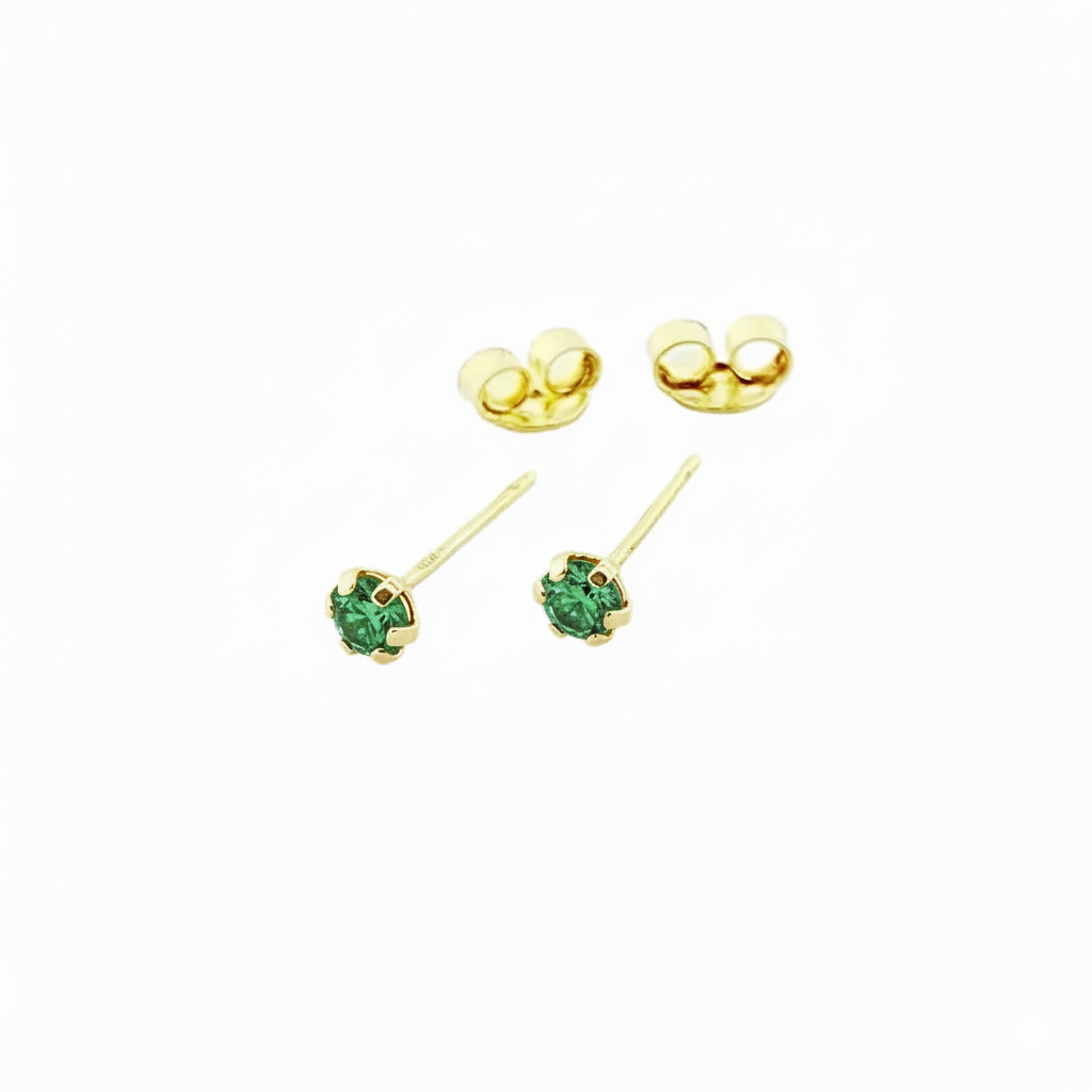 أقراط من حجر الزركون الأخضر من الذهب الحقيقي عيار 18 قيراط 1.45