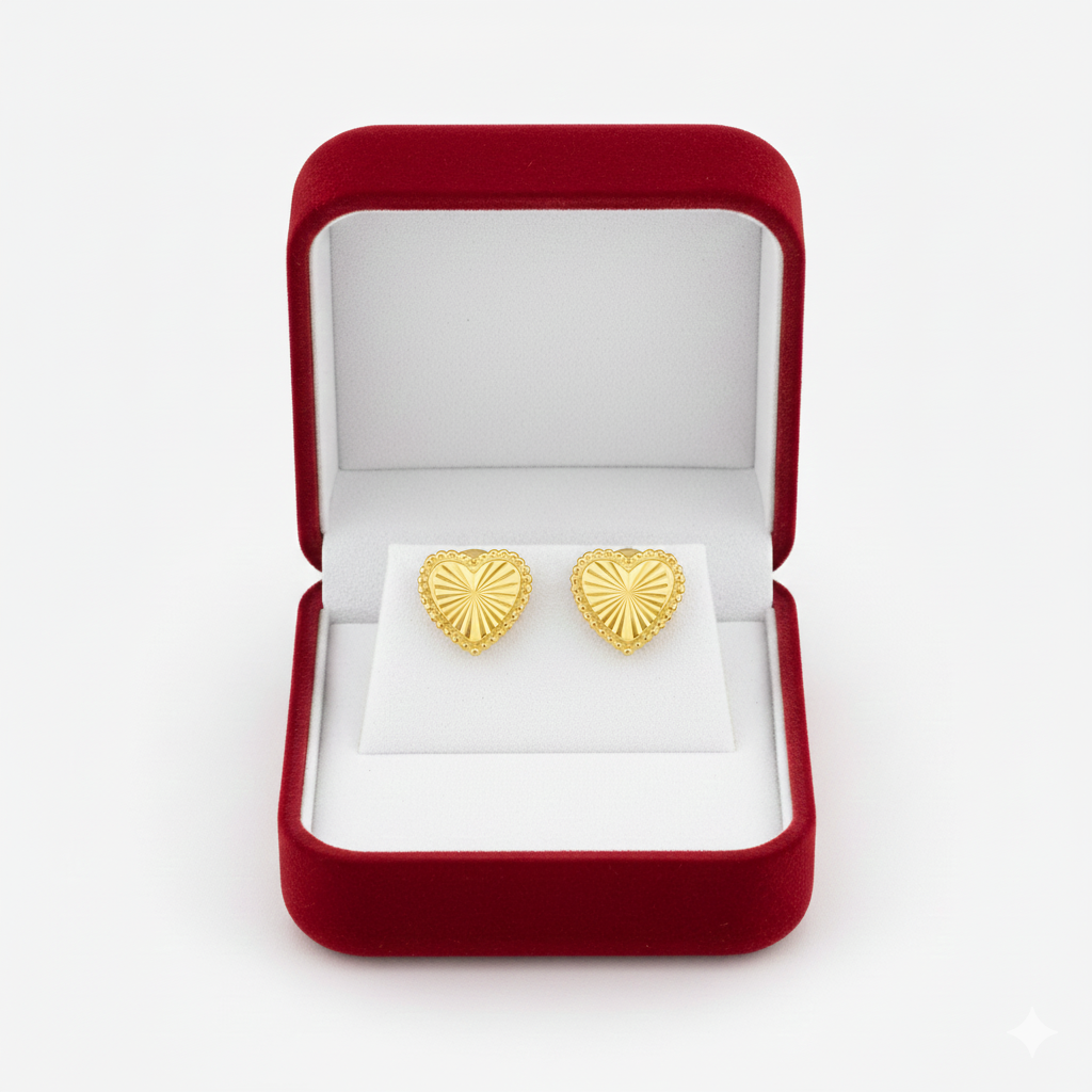 18K Real Gold  Plain Cut Earrings