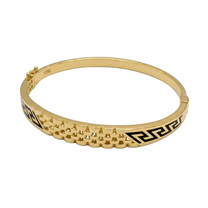 18k Gold Chain Maze Bangle - 18k Gold Bangle - Embellish Gold Jewelry & Diamond