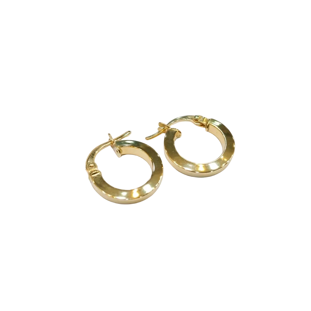 Gold hoop earrings on a white background