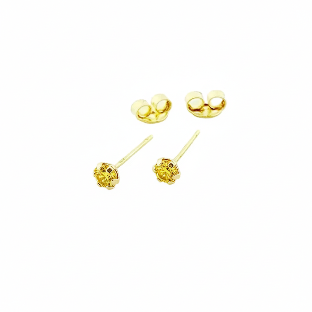 أقراط من حجر الزركون الأصفر من الذهب الحقيقي عيار 18 قيراط 1.46