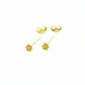 Pair of gold stud earrings with butterfly backs on white background