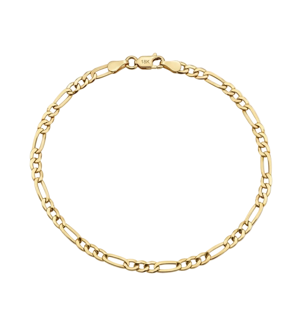 Gold chain bracelet on a white background