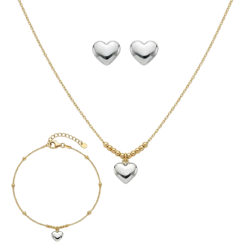 18k Gold Heart Ball Jewelry Set - مجموعة متميزة - Embellish Gold Jewelry & Diamond