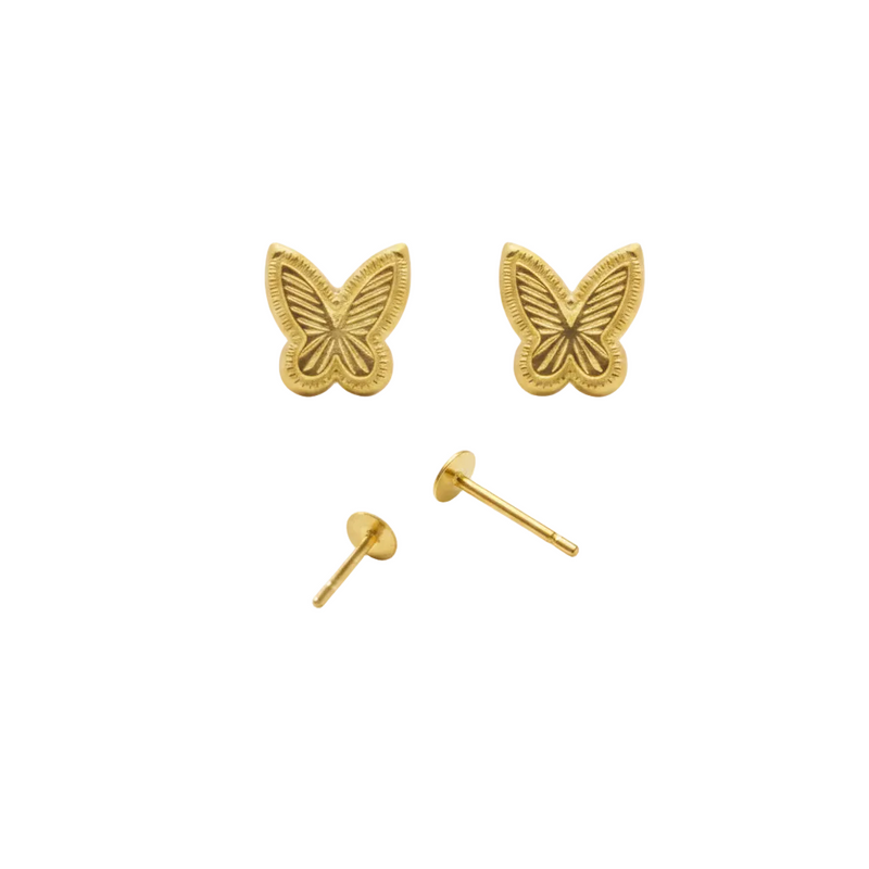 18k Gold Butterfly 2 Screw Earrings - ad collection - Embellish Gold Jewelry & Diamond