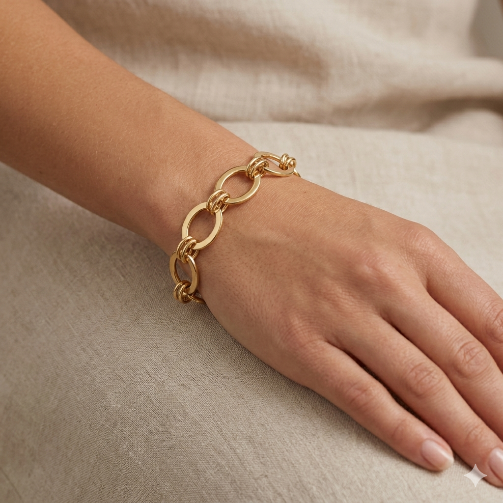18k Gold Plain Loop Bracelet - ad collection - Embellish Gold Jewelry & Diamond
