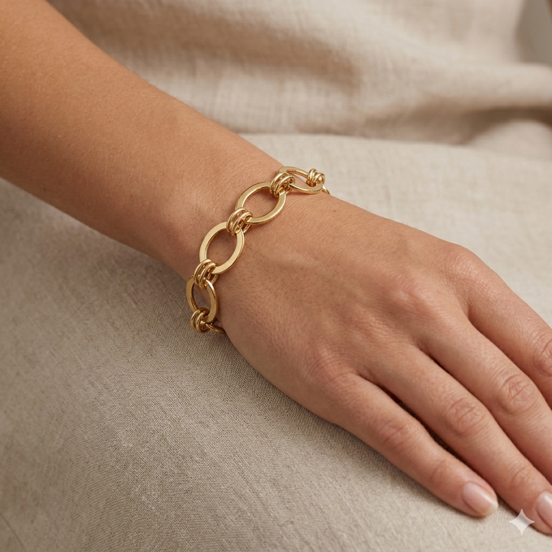 18k Gold Plain Loop Bracelet - Gold Bracelets - Embellish Gold Jewelry & Diamond