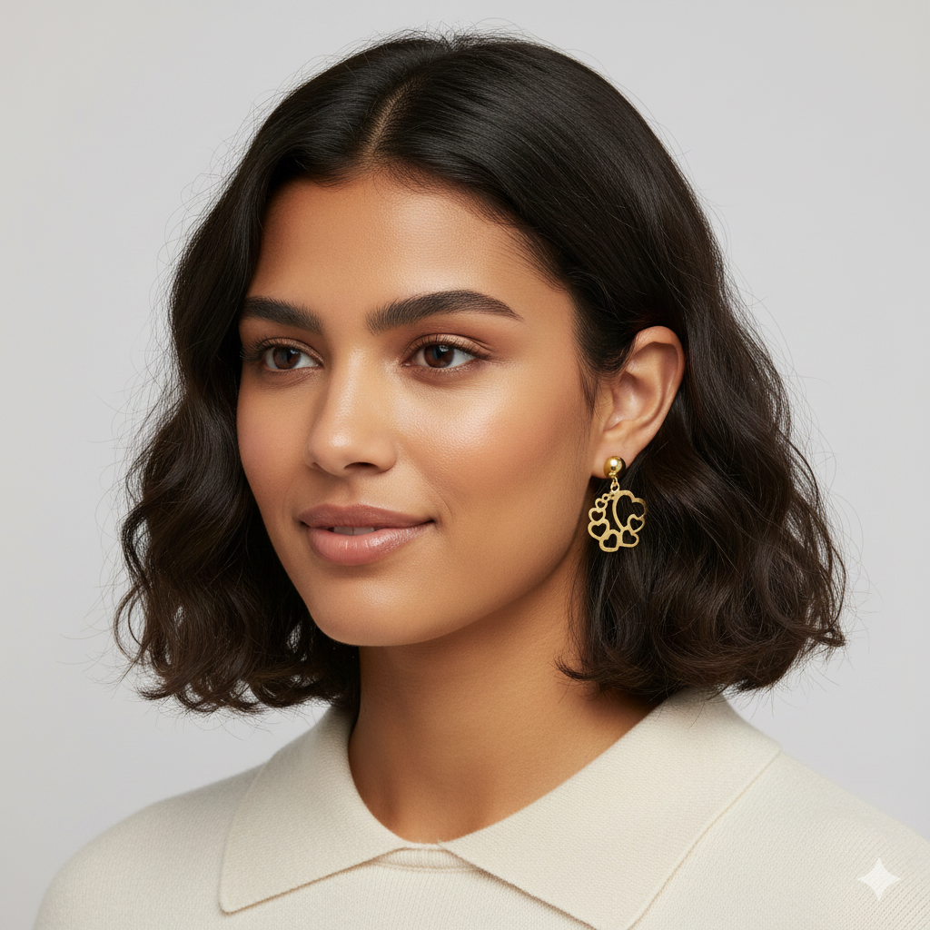 18K Real Gold 8 Heart Earring