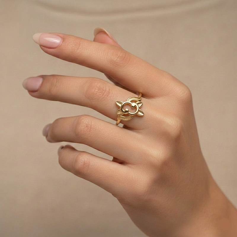 18k Gold Elegant Design Ring - 18k Gold Ring - Embellish Gold Jewelry & Diamond