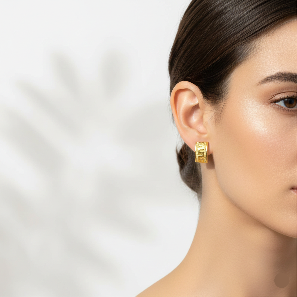 18K Real Gold Maze Earrings - 18k Gold Earrings - Embellish Gold