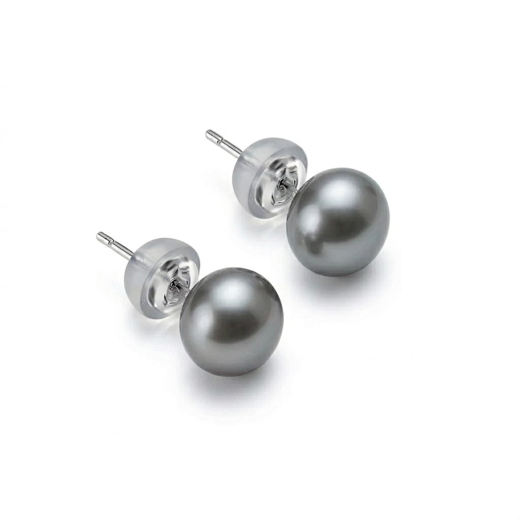 925 Original Pearl Silver Earrings Grey - 925 Silver Earrings - Embellish Gold Jewelry & Diamond
