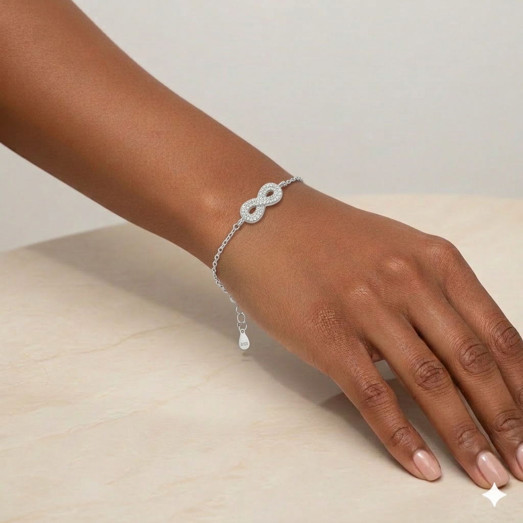 925 Silver Dia Infinity Bracelet