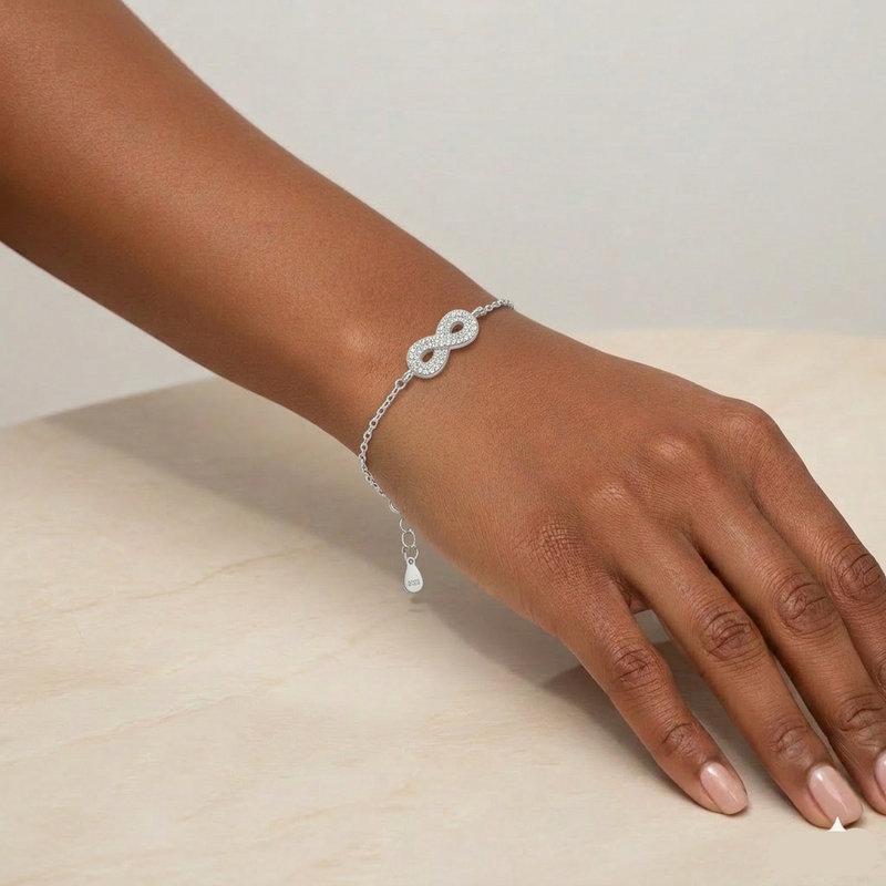 925 Silver Dia Infinity Bracelet - 925 Silver Bracelet - Embellish Gold Jewelry & Diamond