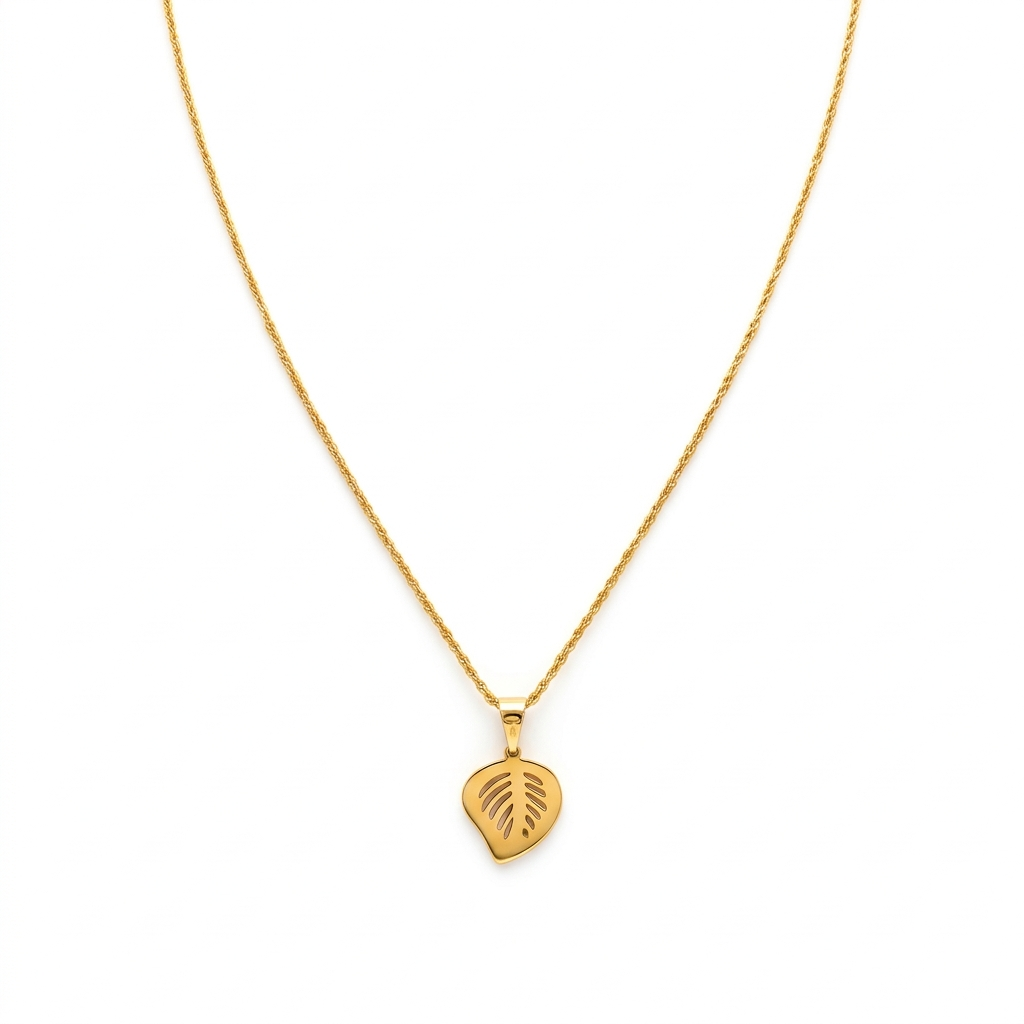 18K Real Gold Pure Leaf Necklace - Festive Collection - Embellish Gold
