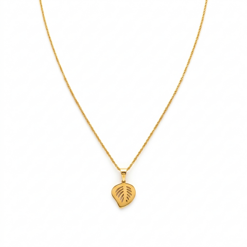 18K Real Gold Pure Leaf Necklace - مجموعة احتفالية - Embellish Gold